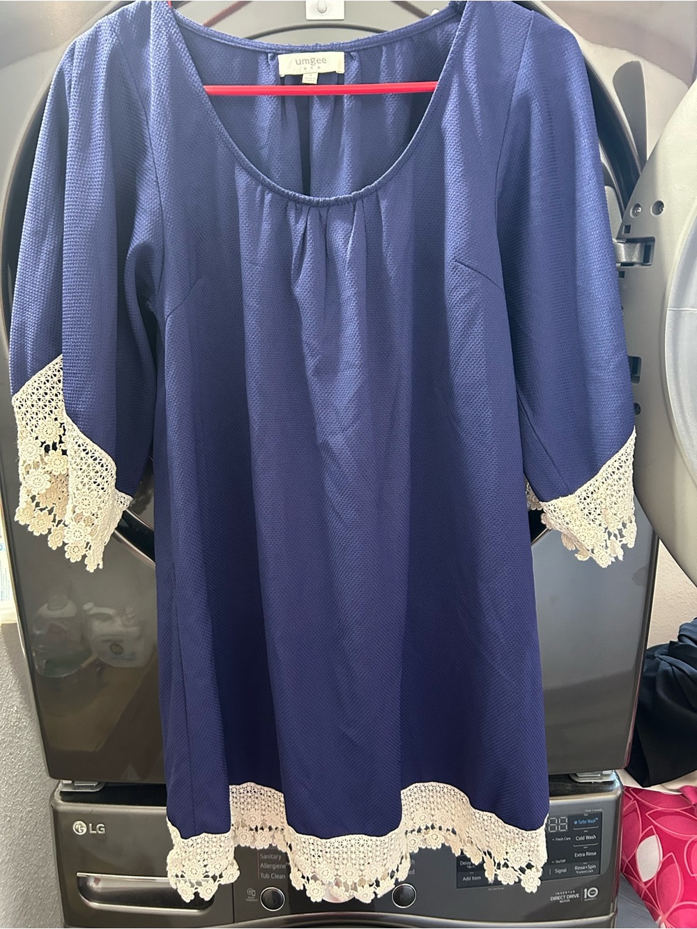 Umgee Navy Textured Scoop Neck Tunic